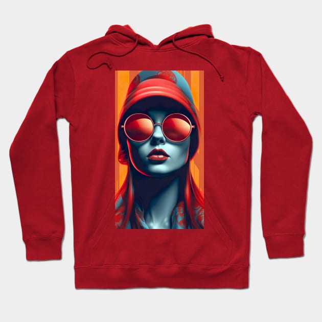Red Shades retro fashion girl for hotels, spas and salon Hoodie by UmagineArts